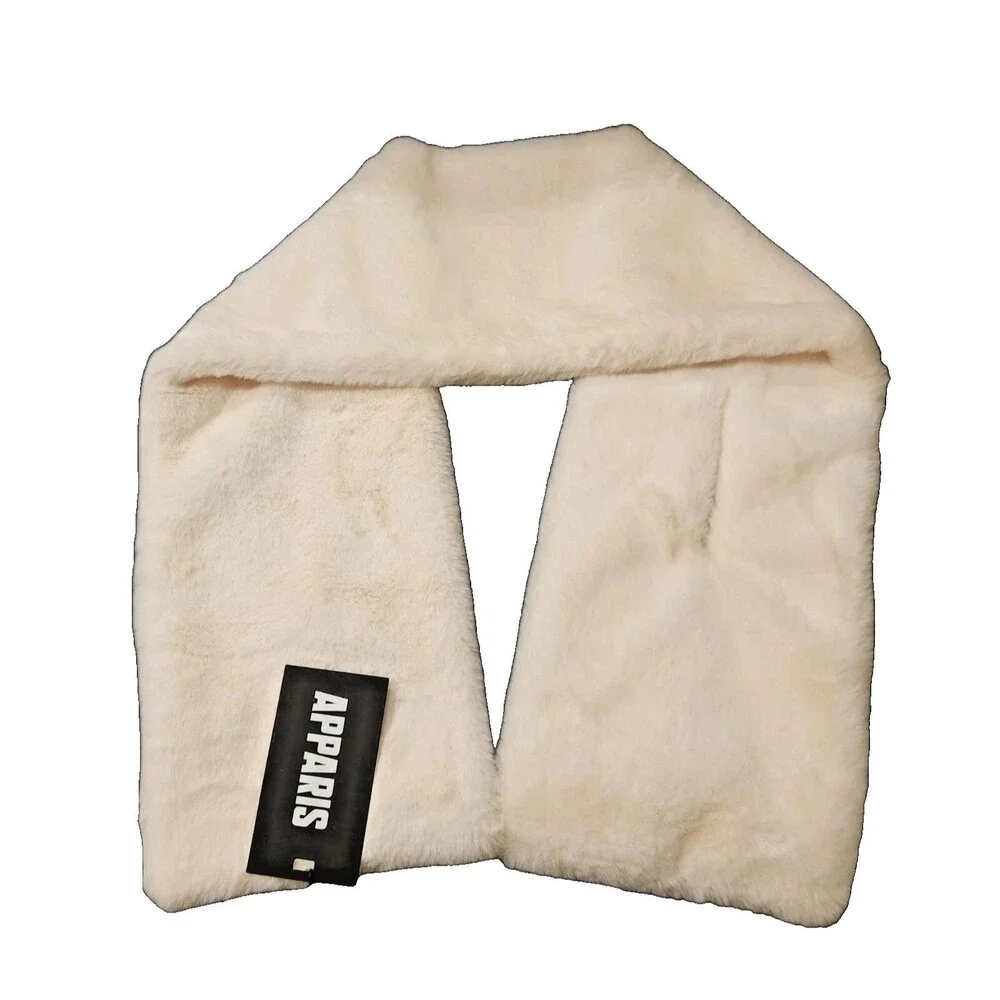 Apparis Bambi Faux Fur Scarf – Ivory, Pull-Through Vegan Wrap, 44